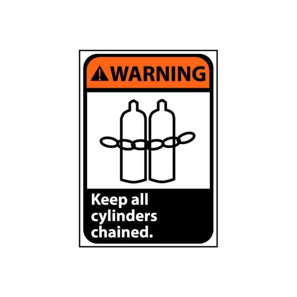 National Marker Co Warning Sign 10x7 Rigid Plastic - Keep All Cylinders Chained WGA2R - main